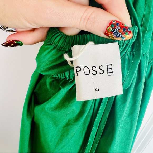 Posse Alexis Dress Topaz Green Strappy Back Maxi Sundress Tiered Cotton XS 0 2 - Picture 5 of 11